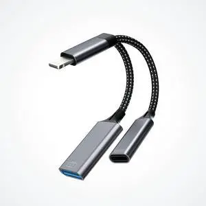 Iphone OTG Adapter Charger Cable Lightning Male to USB Female Splitter Camera Memory Flash Drive Cord Card Reader Mouse Keyboard for  Certified 13 12 11 Pro Max X Xs 7 8 Ipad Air Dongle Converter