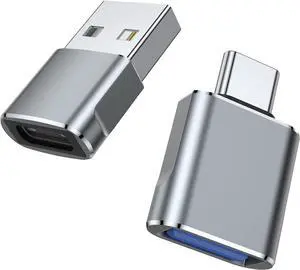 USB C to USB Adapter (Total 2) USB to USB C Adapter OTG Fast Charging Compatible with Laptops MacBook Pro 2023 IPad Pro iMac IPad Mini 6/Pro and Other Type C Devices(Grey)