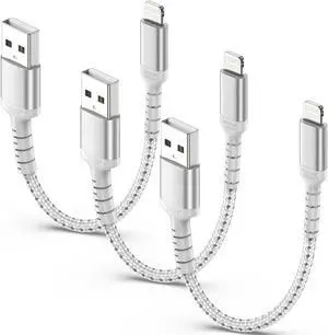 6 Inch iPhone Charging Cable 3 Pack Braided Short iPhone Charger Cord [MFi Ceritified] Compatible with Apple iPhone 14 13 12 11 Pro Max/Mini XS XR X 8 7 Plus SE2 iPad Short Lightning Cable