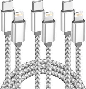 USB C to Lightning Cable 3Pack 6 FT  MFi Certified iPhone Fast Charger Type c to Lightning Cable Nylon Braided iPhone Cord for iPhone 13 12 11 Pro Max Xr Xs 8 7 6 Plus and More