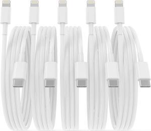 5 Pack USB C to Lightning Cable [MFi Certified] 6FT iPhone Charger Fast Charging Type c to Lightning Cable iPhone Fast Charger Power Delivery for iPhone 14 13 12 11 Pro Max XR XS X 8 and More