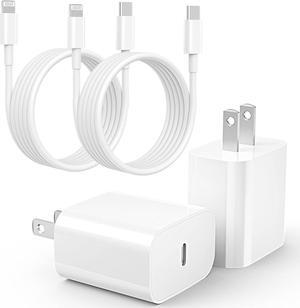 20W USB C Fast Charger [MFi-Certified] Compatible with iPhone 14/13/ 12/11/ XS/XR/X/ 8 /iPad 2Pack PD Type C Charger Blocks with 6FT Type-C to Lightning Cables
