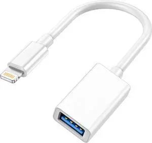 Lightning to USB Camera Adapter  MFi Certified USB OTG Cable Converter for iPhone 14 13 12 11 Pro Max XS XR X 8 iPad Support Camera Card Reader USB Flash Drive MIDI Keyboard