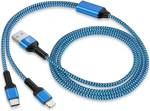 Multi USB Charger Cable 2 in 1 USB C and Lightning Charging Cable Cord 4FT Multi USB Charger Cable 2 in 1 USB C and Lightning Charging Cable Cord 4FT