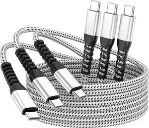 USB C to USB C Cable (3 Pack 6ft) iPhone 16/15 Charger Cord, 60W Type C Long Fast Charging Cable for Apple iPhone 16/15 Pro Max Plus/MacBook Air/Pro, iPad Pro 12.9/11/,Samsung Galaxy S23/22/21/20/Note