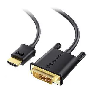 CL3 in-Wall Rated Bi-Directional HDMI to DVI Cable - 6ft DVI to HDMI Cable HDMI1.4 to DVID Dual Link Cord Black