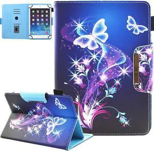 10 Inch Tablet Case Universal 10 10.1 Inch Android Tablet Cover Multi-Angle Viewing Stand Case for 9.5-10.5 Inch Tablet Purple Butterfly