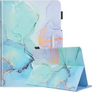 9.5-10.5 inch Tablet Case Universal Protective Cover Stand Folio Case for 9 10 10.2 Inch Android Touchscreen Tablet Green-Gold Marble