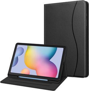 Case for  Galaxy Tab S6 Lite 10.4 Inch 2024/2022/2020 with S Pen Holder Multi-Angle Viewing Soft TPU Back Cover with Pocket Auto Wake/Sleep Black