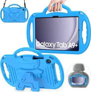 Kids Case for  Galaxy Tab A9+/A9 Plus 11 Inch 2023 Case with Strap Shockproof Lightweight Handle Stand 2023 Model (SM-X210/X216/X218) with Lanyard Blue