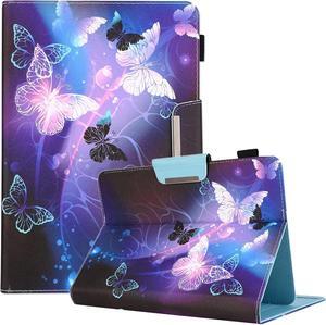 9.5-10.5 inch Tablet Case Universal Protective Cover Stand Folio Case for 9 10 10.1 Inch Android Touchscreen Tablet Purple Butterfly