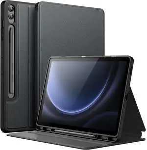 Case for  Galaxy Tab S9 FE+ / S9 FE Plus 12.4-Inch with S Pen Holder Slim Folio Stand Protective Tablet Cover Multi-Angle Viewing (Black)