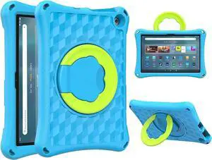 Fire HD 10 Case Fire HD 10 Tablet Case for Kids (13th/11th Generation 2023/2021 Release) Rotating 360 Kickstand Lightweight Shockproof Handle Kids Case (Incompatible with iPad Air ). Blue