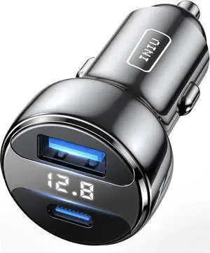 USB C Car Charger 66W Total [USB C+USB A] Car Charger Adapter with PD & QC Fast Charging All Metal Tiny Car Phone Charger for iPhone 16 14 13 12 11 Pro  S21 Pixel iPad Macbook Air Tablet