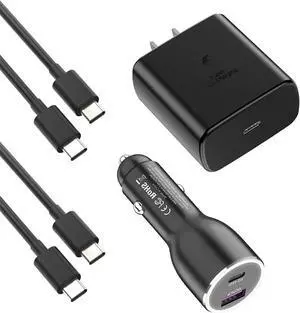 45W Super Fast Charger USB Type C Combo Kit Wall/Car Charger PD PPS for Samsung Galaxy S25 S24 S23 S22 Ultra Plus S21 S20 A25 A15 A53 A52 5G iPhone 16 15 Pro Max iPad MacBook 3.3ft/6.6ft 5A Cable
