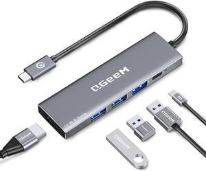 QGeeM USB C Hub 5 in 1 Multi-port Digital AV Adapter 4K HDMI, 100W Power Delivery, 3 USB-A Data Ports, USB C Dongle for MacBook Pro/Air, iPad Pro, iMac, iPhone 15 Pro/Pro Max, XPS, Thinkpad and more.