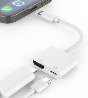 [MFi Certified] USB C to HDMI Adapter for iPhone 15 to TV 4K Sync Screen Connector Cable Digital AV Adapter with 100W Fast Charge Compatible for iPhone 15 to HDTV Projector Moniter