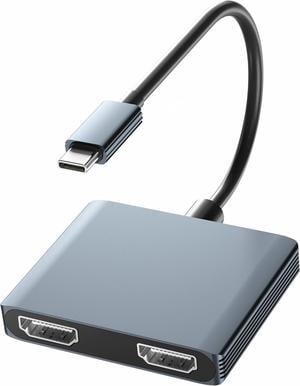 USB C to Dual HDMI Adapter 4K,Docking Station Dual Monitor, Type C to HDMI Splitter Extended Display, Laptop Docking Stations Connect Two Monitor, MST Mode (Extended displays) Only for Win OS