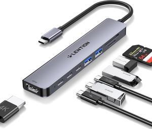 LENTION 8 in 1 USB C Hub with 4K@60Hz HDMI Adapter, 2 USB C Data & 2 USB 3.0 Port, 100W PD, SD/Micro SD Card Reader for 2023-2016 MacBook Pro, New Mac Air/Surface, More, (CB-CE19, Space Gray)