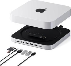 Satechi Mac Mini Hub & Stand with SSD Enclosure for NVME/SATA M.2, Mac Mini Dock with USB C 10Gbps, 3 USB A 5/10Gbps, 2.0 Audio Jack, for Mac Mini M2 /M1, Mac Studio - Silver