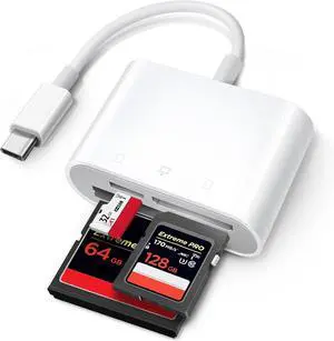 USB C SD Card Reader for iPhone 15/iPad/Mac USB C to SD CF Type C Memory Card Adapter with Compact Flash/CF/SD/MicroSD Slots Compatible with iPad MacBook Pro/Air/Mini Mac Laptop