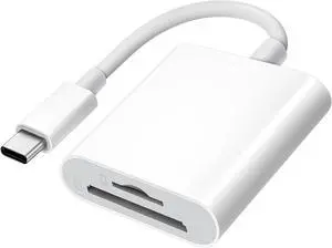 USB C SD Card Reader for iPhone 15 16/iPad/MacBook/Mac USB-C Type C SD Reader Supports SD and MicroSD Memory Card Adapter Trail Camera Viewer Plug and Play - 2 Slots