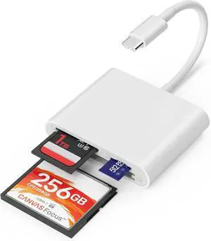 USB C SD Card Reader for iPhone 15/Mac/iPad 3-Slot USB Type C to CF/SD/TF Card Adapter Supports Compact Flash/Micro SD Card Compatible with MacBook Pro/Air iMac M1 M2 Android Galaxy S22 S23