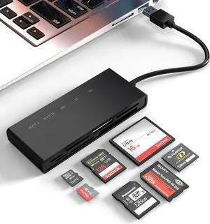 USB3.0 Multi SD Card Reader SD/TF/Micro SD/CF/MS/XD 7-in-1 5Gbps High Speed Memory Card Reader for SDXC SDHC TF Micro SD CF MS MMC Card  Memory Stick Pro Duo Adapter Read 5 Cards Simultaneously