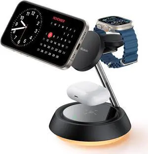 Mcdodo Wireless Charging Stand,3 in 1 Charging Station for Apple Devices 22.5W Max Charging Station for iPhone Multiple Devices for iPhone 15 14 13 12/AirPods 2 3 Pro/iWatch Ultra/8/7 (Black)