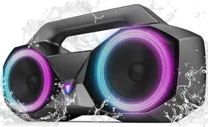 KMAG Portable Bluetooth Speaker - IPX7 Waterproof Wireless Speakers with 80W Loud HiFi Stereo Sound, 24H Playtime, Dynamic Light, Deep Bass, Dual Pairing, 5.3 BT for Outdoor, Home, Party, Gifts