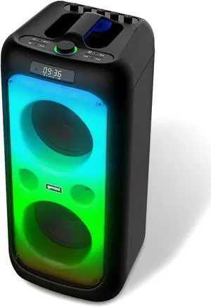 Gemini Sound GGO-2650L UltraRave Portable Bluetooth Boombox - 200W Dual 6.5" Woofers, LED Party Lighting, TWS Pairing, Wireless Mic, USB, Aux, Rechargeable Battery, 9hr Play Time