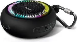 Bluetooth Shower Speaker Waterproof | Small Portable Bluetooth Speaker Wireless with Clip | Powerful Bass and Louder Volume | Colorful Lights and Lightweight | with TWS Pairing | Black