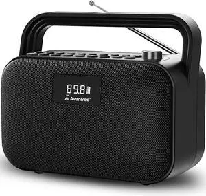 Avantree PowerByte - Portable FM Radio with Powerful 30W Stereo Bluetooth Speakers & SD Card Player, 20hr Rechargeable Playtime, and Extended Range, Wireless & Wired Speaker & U Disk Player
