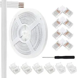 VIPMOON 32.8ft 4 Pin RGB Extension Cable Wire Cord and 10Pcs 4 Pin LED Light Strip Connectors Strip to Wire Quick Connection for 10mm Wide Waterproof or Non-Waterproof 5050 3528 LED RGB Strip Light