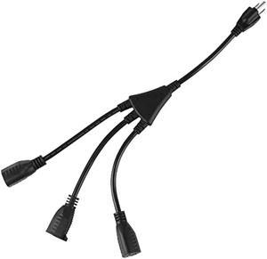 1 to 3 Power Cord Splitter Cable, 1.5FT Indoor 3 Prong Power Strip for Halloween Lights, Christmas Decorations, Computer, Scanner, Transformer, and LED Stage Light,16/3 SJT,Black,1pack