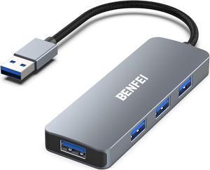 BENFEI USB 3.0 Hub, 4 Ports USB A Splitter Ultra-Slim USB Expander for Mouse, Keyboard, Flash Drive, U Disk, Printer Compatible with Laptop, Desktop PC, Xbox, PS5, and More