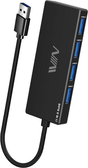 USB 3.0 Hub, 4 Port USB Hub Splitter, USB A Expander Portable USB Adapter Multiport Data Hub for Laptop, iMac Pro, MacBook Air, Mac Mini/Pro, Surface Pro, USB Flash Drives, and Mobile HDD-Black
