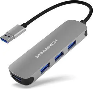 USB 3.0 Hub MEANHIGH 4 Port USB Hub for Laptop Multiport Splitter for Computer USB Port Expander for MacBook pro iMac HP,Dell, Asus, PC, Flash Drive, Mobile HDD
