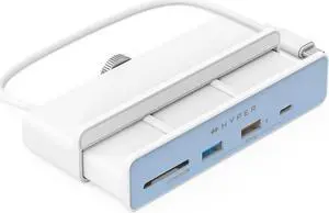 HyperDrive 6in1 USB Hub Adapter: HDMI 4K60Hz, USB-C 10Gbps, 2 USB-A 10Gbps, SD UHS-I, MicroSD UHS-I for iMac 2021 24 inch