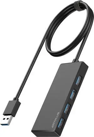 USB Hub, Multiport USB Splitter Adapter, 2 ft Long Cable USB 3.0 Hub, USB Extender for Laptop, PC, iMac, Surface Pro, MacBook, Mac Pro, Flash Drive, XPS, Mouse, HDD