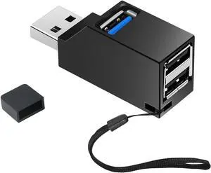 USB Hub,3 Port High USB 3.0 Speed Splitter Plug and Play Bus Powered for MacBook, Mac Pro/Mini,iMac, Surface Pro,XPS,Notebook PC,USB Flash Drives,Mobile HDD, and More (BLACK1)