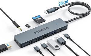 USB C Hub Multiport Adapter for MacBook Pro Air: KIROSA 9 in 1 USB C to 4K HDMI Hub Dongle with 100W PD USB3.0 - Portable USBC Hub Compatible with Laptops and Other Type C Devices