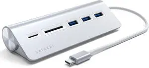 Satechi USB-C Combo Hub for Desktop - USB-A 3.0 Data Ports & Micro/SD Card Readers - Compatible with Apple Studio Display, 2021 iMac M1, 2019/2017 iMac, 2020 MacBook Pro/Air M1(Silver)