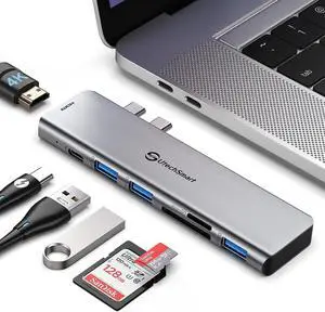 USB C Hub Adapter MacBook - UtechSmart 7 in 2 MacBook Pro/Air Accessories Multiport Adapter with Thunderbolt 3 Port, 100W PD 4K@30Hz, 40Gbps 4K HDMI, 3*USB3.0 Data Port SD and MicroSD Card Reader