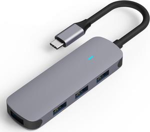 MMOBIEL USB-C to 4X USB-A Adapter Port Hub - 4-in-1 USB Hub Splitter - USB Hub 3.0-5Gbps - USB Splitter Compatible with MacBook, iPad Air/Pro, Dell, Samsung - USB Data Hub - USB Divider - Aluminum