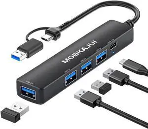 USB C Hub USB 3.0 Hub 5Port, USB Multiple Hub Data Splitter Extender, with 4 x USB 3.0port, 1x USB C 5V/Date Port, for MacBook Pro Air, foriphone 15 pro, Laptop, PC, Surface Pro, PS4/5, Keyborad