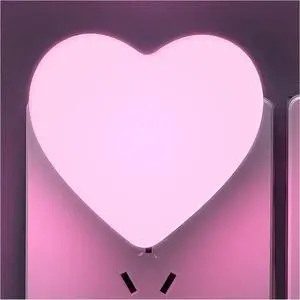 Cute Night Lights, Heart Shape Nursery Nightlight with Light Sensors, Auto Dusk to Dawn Sensor, Soft Warm White, Ideal Nightlight for Bedroom, Bathroom, Hallway, Kitchen (Pink)