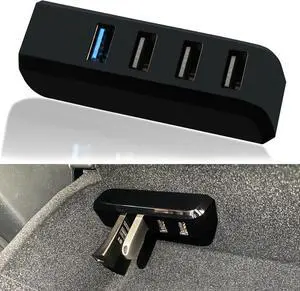 Glove Box USB Hub for Tesla Model Y 2021-2024 Model 3 2021-2023, 4-in-1 Glovebox Docking Station Accessories for Dash Cam Flash Drive Charger Data Transfer Game Music(Not fit 2024 Model 3)