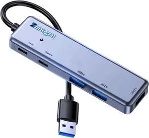 5 in 1 USB 3.0 Hub, USB Extender with USB C Data Port, 5 Ports USB Hub for Laptop, PC, Flash Drive, Mobile HDD, Xbox, Dell XPS, HP, etc Devices