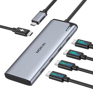 USB C to USB C Hub Dual Monitor Adapter with 4K@60Hz USB4 Display Ports Video Output,100W PD, 10Gbps Data Transfer, USB-C Splitter Multiport Dongle for MacBook Pro, iPad Pro and More Type C Devices